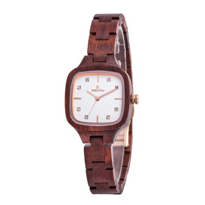 Luxe Houten Horloge Voor Vrouwen 100% Natuurlijke Rode Sandelhout Horloge Met Mode Vierkante Wijzerplaat Hout Horloge Analoog Quartz Horloges: Red sandal wood