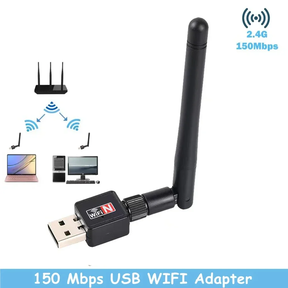 Adattatore wifi usb 150 mbps 2.4 ghz antenna usb 802.11n/ g/b ethernet wi-fi dongle usb lan scheda di rete wireless ricevitore wifi pc