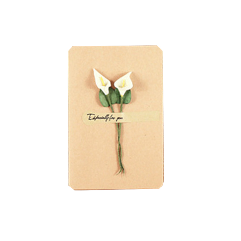 5pack Vintage dried flower blessing greeting card postcard handmade wedding Christmas Blue enchantress rose flower 14*10CM: Light Grey