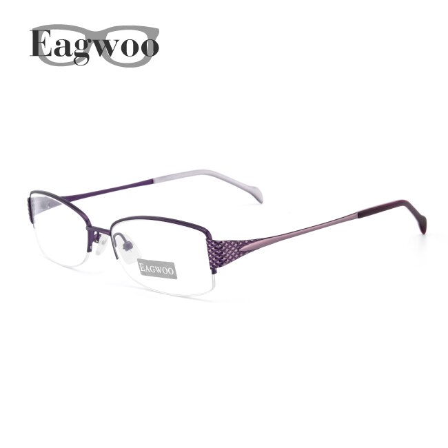 Women Semi Frame Eyeglasses Prescription Optical Frame Spring Temple Spectacle Small Face Suitable Glasses9157: Purple