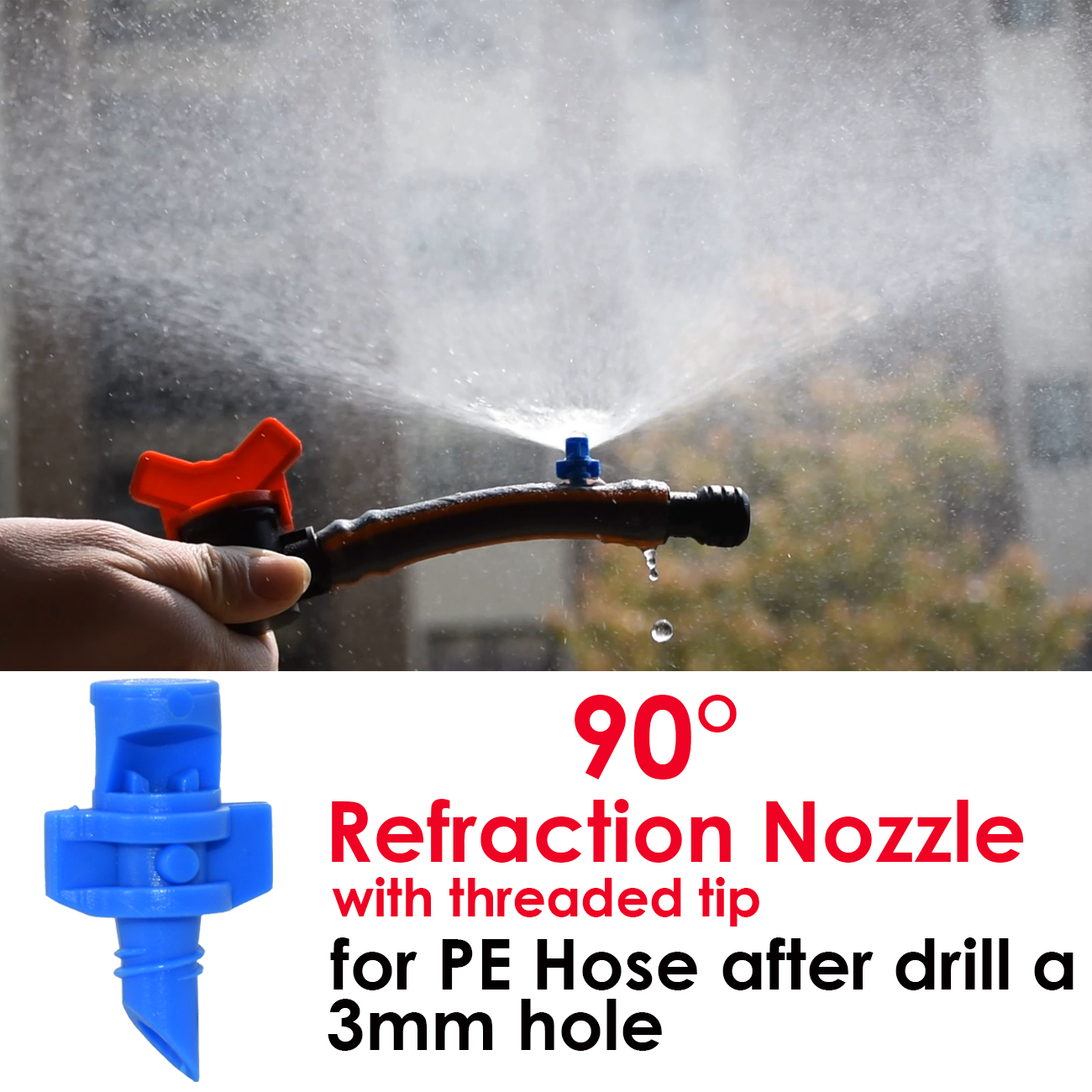 20PCS 90/180/360 Degree Angle Simple Refraction Nozzle Sprinkler Head Thread Connection Garden Tree Irrigation Mist Sprayer