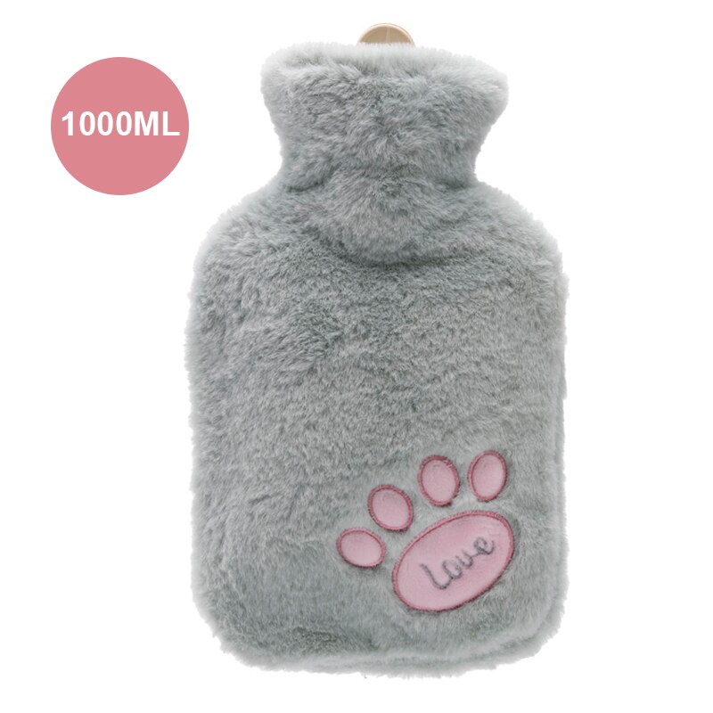 1000Ml Leuke Water Flessen Met Soft Cover Draagbare Winter Warm Water Fles Handwarmer Meisjes Hand Voeten Warmte jug: 1000ML green