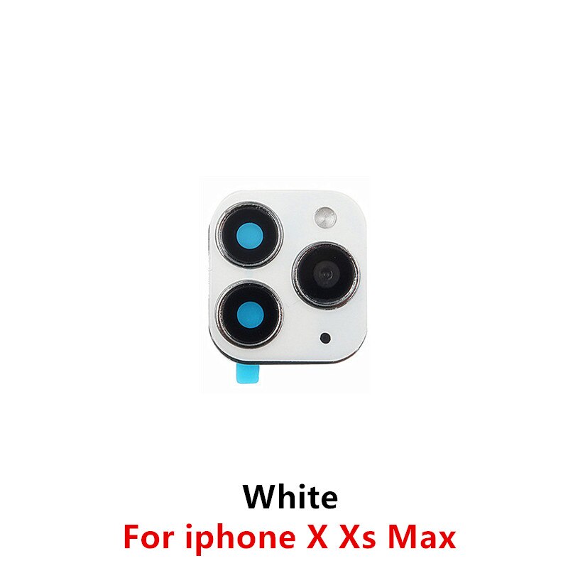 Camera Lens Adesivo Sticker for IPhone X Xr Xs Max 11 Camera Stickers Glue Adhesive Back Skin Cover: White