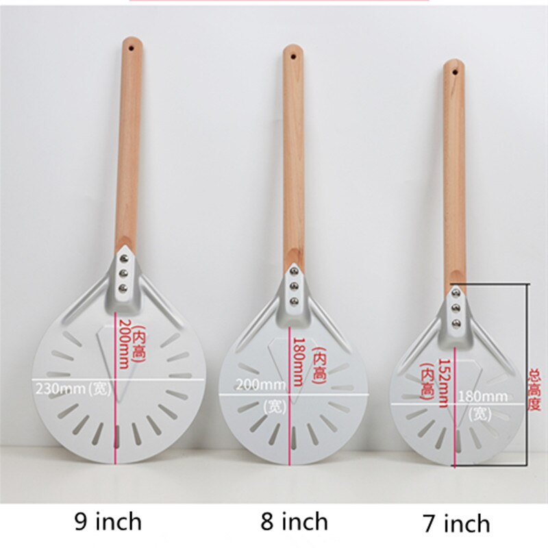 7 Inch Pizza Shovel Perforated Pizza Turning Peel Aluminum Handle Pizza Peel Paddle Short Pizza