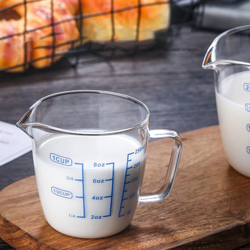 250/500ml Transparent Glass Measuring Cup, Heat-resistant Cup, Milk Cup, Microwave Graduated Cup, Baking Measurement Supplies
