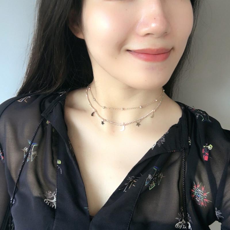 1 Pcs Wanita Pesona Multi-Layer Moon Stars Lady Choker Women Necklace For Lover Clothing Accessories