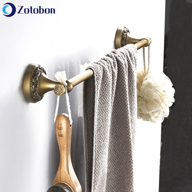Zotobon badeværelse hardware messing håndklæde barer europæisk stil badeværelse antik enkelt håndklæde bar håndklædeholder bøjle  f202