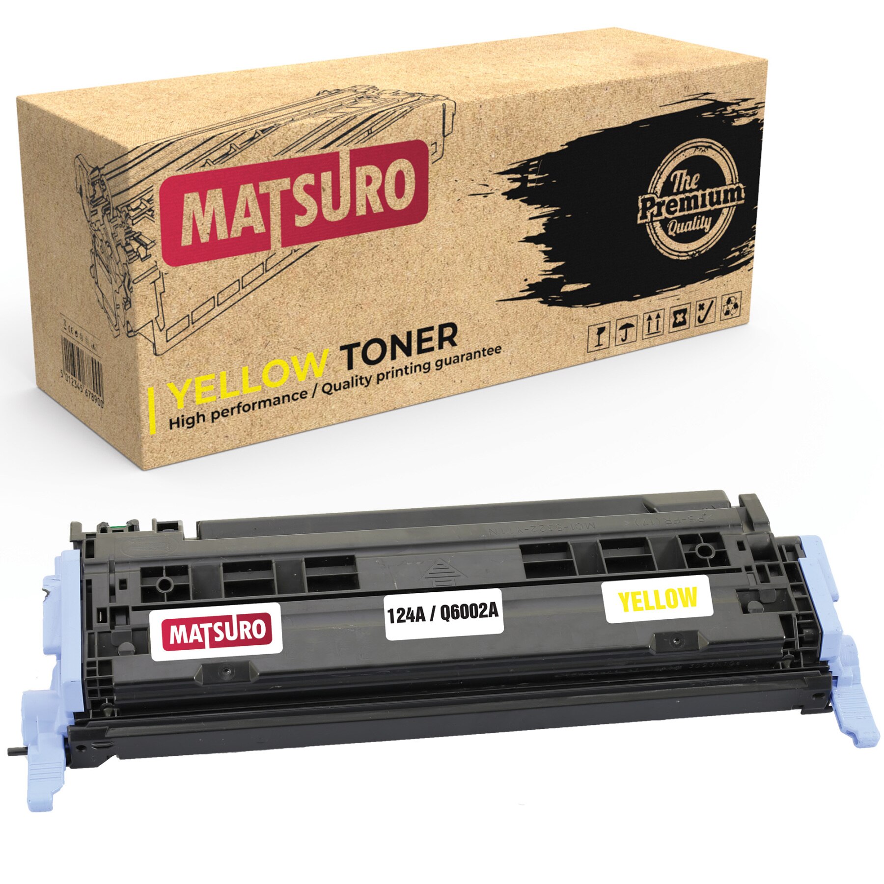 Matsuro Original | Kompatibel Tonerkartusche Ersatz für HP Q6000A Q6001A Q6003A Q6002A 124A CRG-707: 1 Gelb