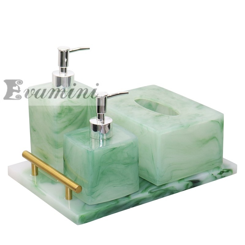 Luxe Groene Badkamer Accessoires Set Wc Tissue Box Handdesinfecterend Fles Zeepdispenser Toilet Decoratie Opslag Lade Om