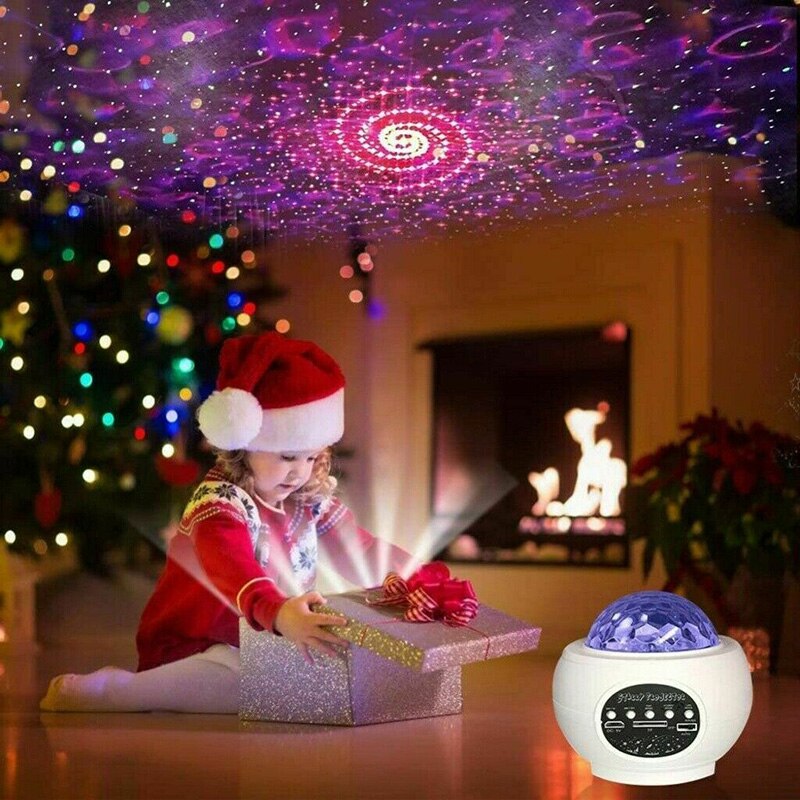 LED Star Ocean Wave Projector Night Light Galaxy Starry Sky Projector Night Lamp With Music Bluetooth Speaker For Childrens