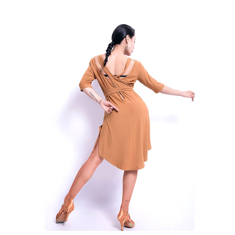 Latin Dance Dress Women Short Sleeve Tassel Dress for Ballroom Samba Tango Chacha Dancing Performamnce L1031