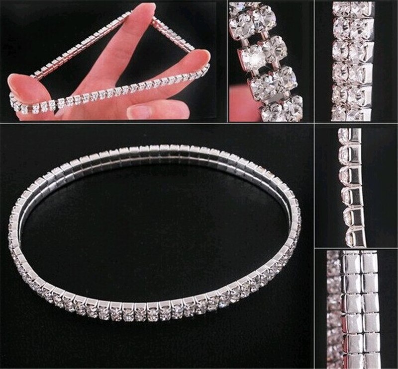 Silver Color Stretchy 1/2/3/4/5 Rows Bracelet Anklet Ankle chain Rhinestones Foot Jewelry Crystal Bracelet