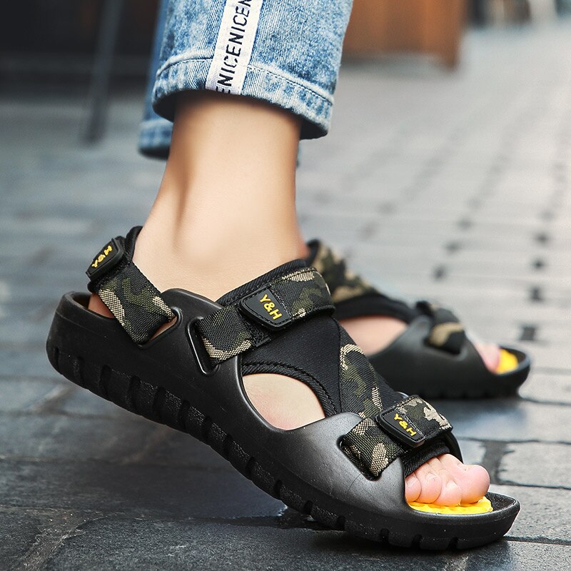 Luksus sommersko mænd sandaler mandlige sandalier strandsko blød bund åndbare sandalias hombre mænd sko