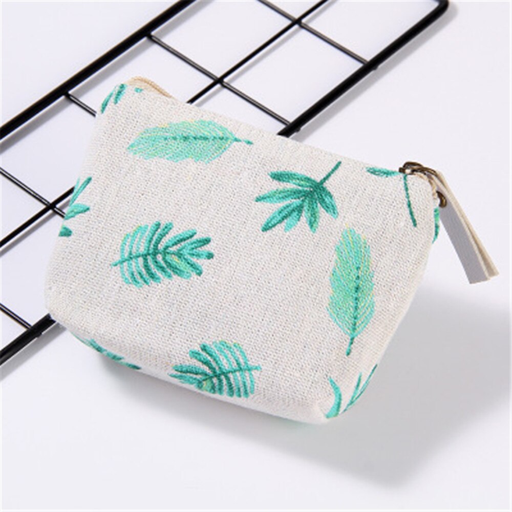 Popular Women Flamingo Cactus Pattern Coin Purse Zip Bag Cute Cartoon Coin Bag Key Case Mini Wallet Canvas Portable Small Bags: 6