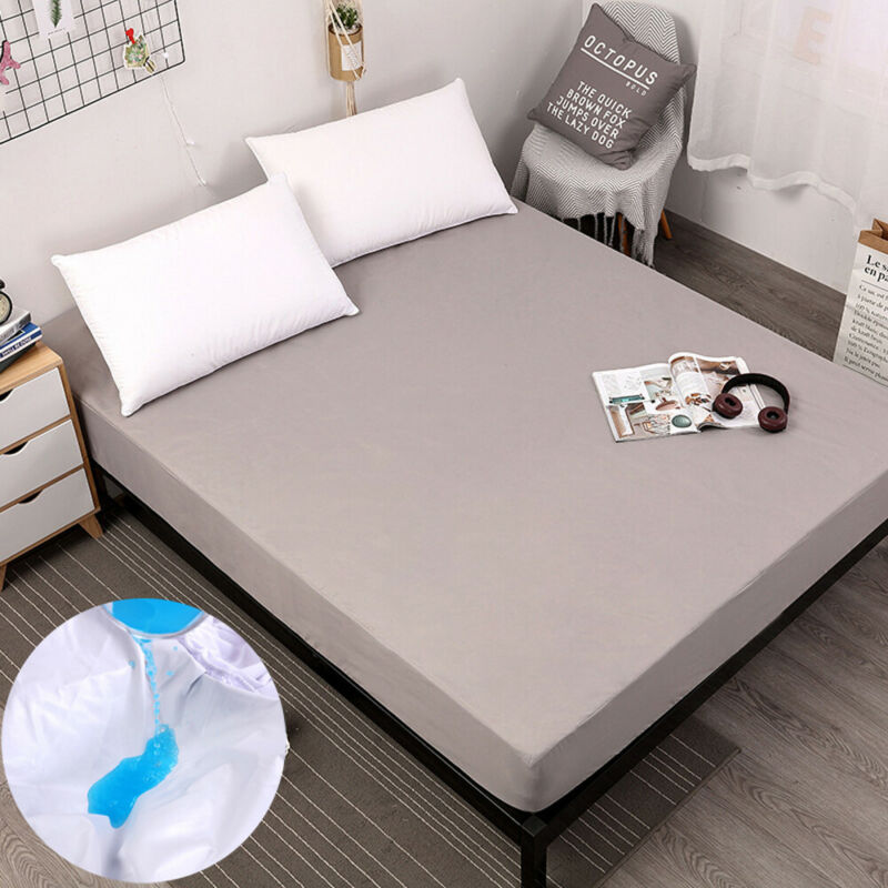 Waterproof Mattress Protector Fitted Sheet Home Bed Cover Queen Size/King Waterproof Solid Color Urine-Proof Mattress Cover