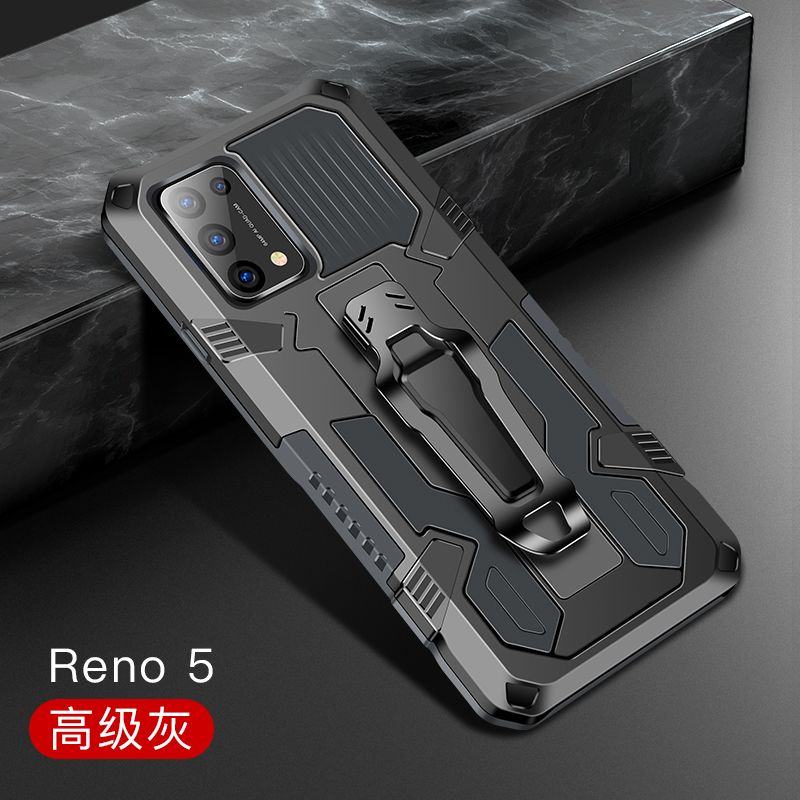 Rüstung Fall Für OPPO Reno 5 Fall Stoßfest Gürtel Clip Holster Abdeckung Für OPPO Reno 5 4G 5G CPH2145 CPH2159 Coque Funda Capa: OPPO Reno 5 4G / Gray