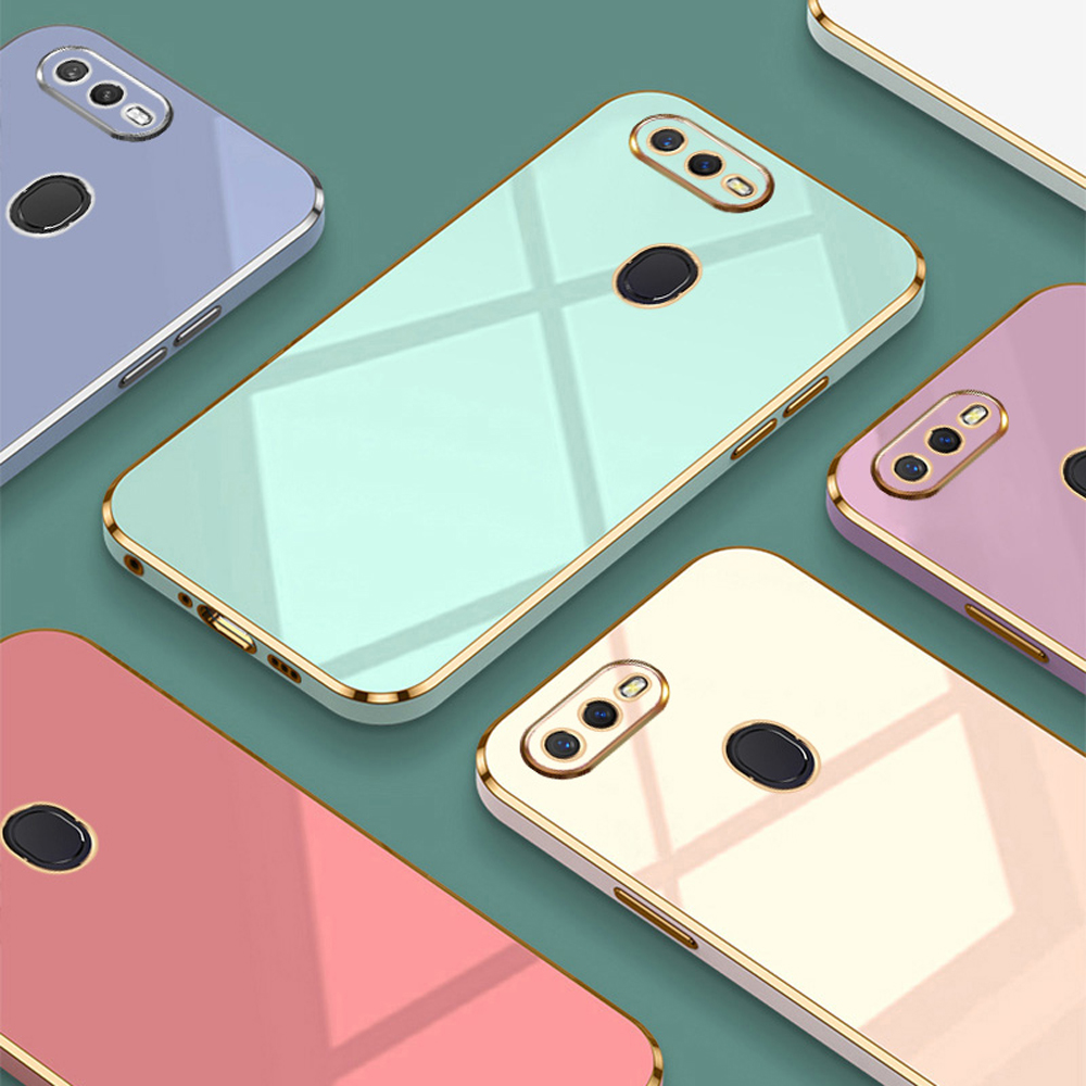 Para oppo A7 funda de lujo chapada cuadrada OPPO A5S funda de teléfono Oppo A7N AX7 A12 A7X funda trasera de silicona a prueba de golpes OPPO F9 Pro