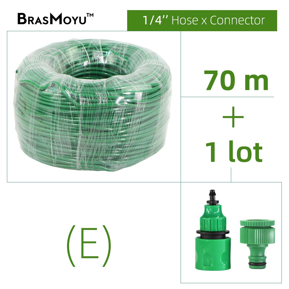 Tuyau d&#39;arrosage en PVC 10-70m 4/7mm, tuyau d&#39;arrosage du jardin, tube de 1/4 pouces, connecteur 1/4 pouces, Kit système d&#39;irrigation des plantes, serre: 70m