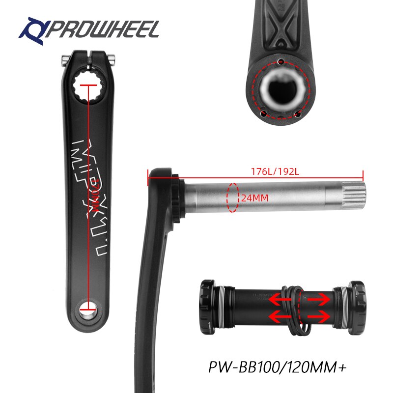 PROWHEEL Bicycle Crank Set 170MM Snow Bike Crank-set CLAW-TT MPX-11-TT Fatbike Parts Bottom Bracket Aluminum Alloy
