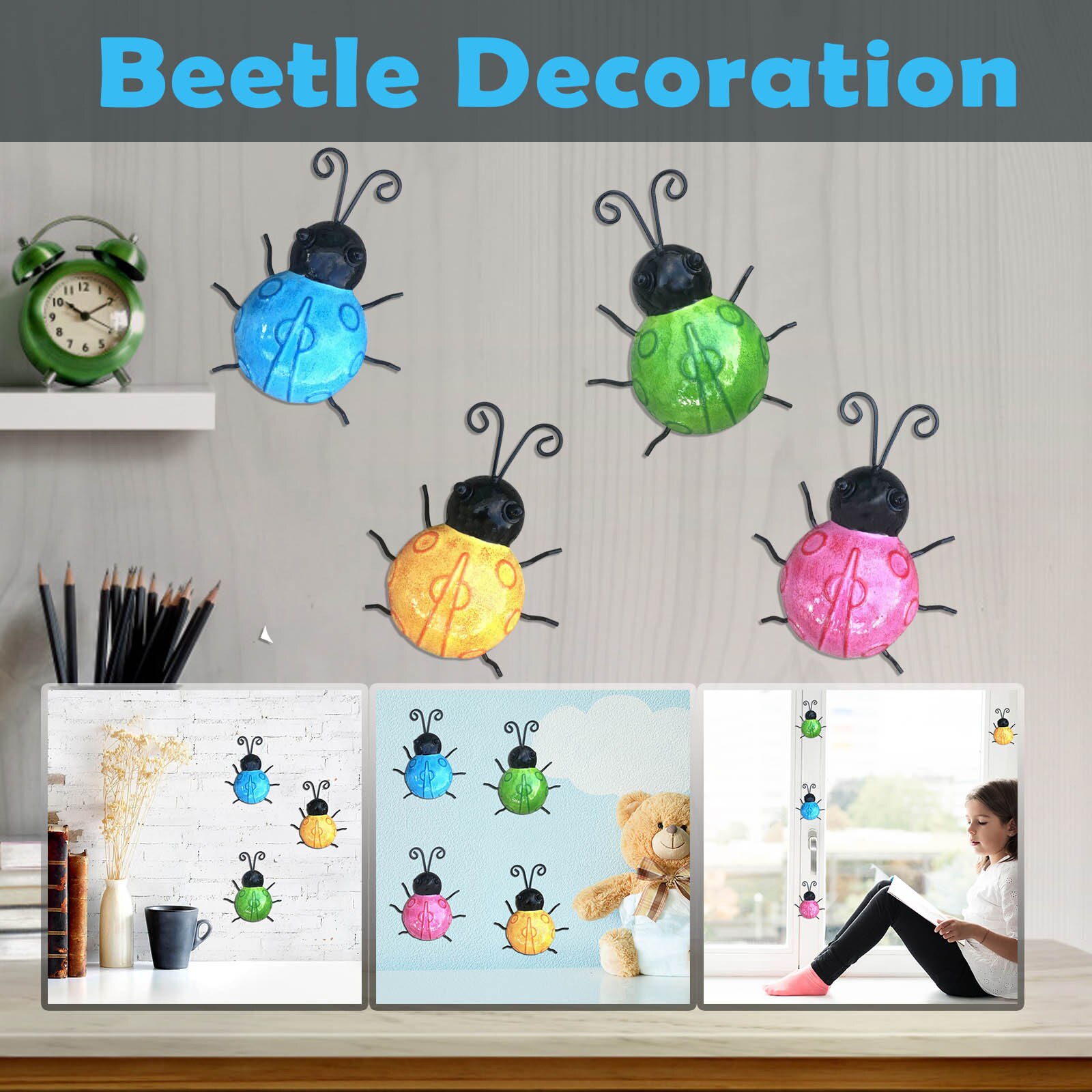 Tuin Kever Decoratieve Bark Hanger Kever Art Outdoor Metalen Dier Decoratie Voor Leuke Lieveheersbeestje Achtertuin Decor