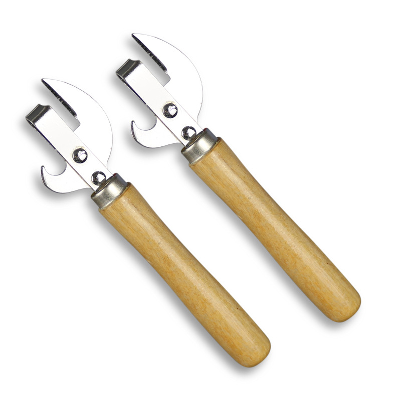 Abrelatas Manual con mango de madera, abridor de botellas de acero inoxidable, abridor de botellas de cerveza, removedor de tapa Manual, utensilio de cocina, 1 ud.
