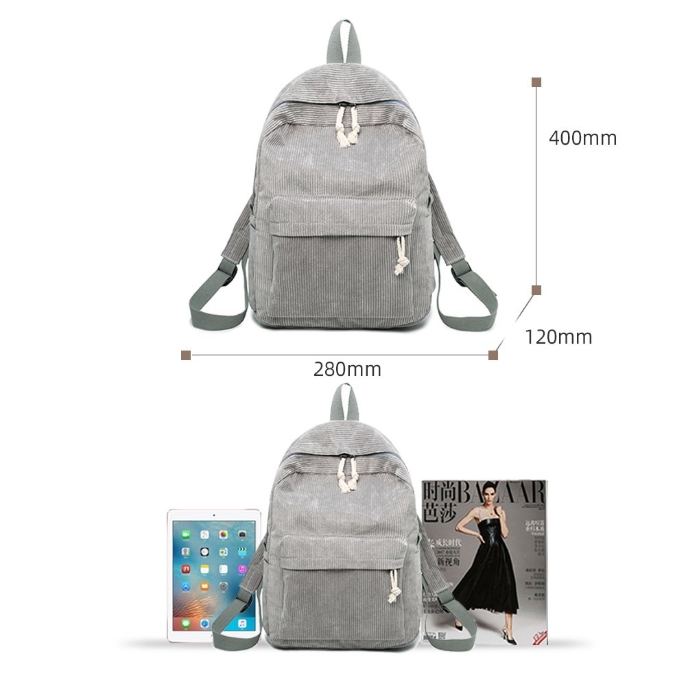 Plecak dla kobiet miękka tkanina sztruksowa konstrukcja o dużej pojemności szkolna torba dla nastolatki dziewczęta styl preppy w paski plecak worek