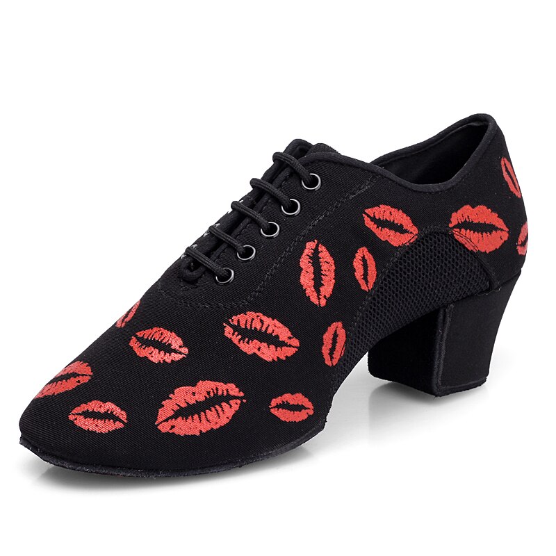 BD802 schwarz Heel5cm weiche Oxford tuch Cha Cha lehrer tanz schuhe druck ballsaal latin dance schuhe frauen erwachsene