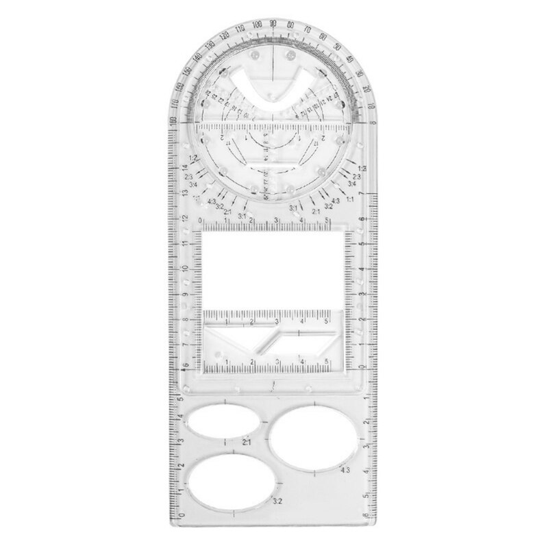Geometric Drawing Template Measuring Tool for Artist Student Pattern Maker DIY for Kids Adults Durable: Transparent 2
