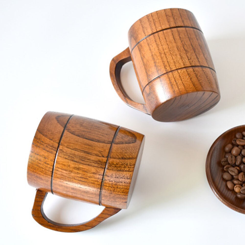Drinking Cup Wooden Beer Mugs Coffee Cup Camping Mugs Craft Beer Glasses Wood Tankard Milk Tea Natural Materials Cup