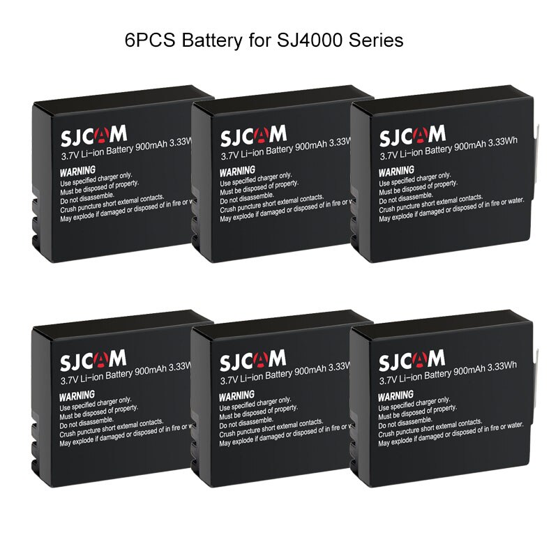 SJCAM SJ4000 batería 3,7 V Li-ion 900mAh baterías recargables de respaldo para SJCAM SJ4000 SJ5000 SJ5000X Elite WiFi Cámara de Acción: 6Battery