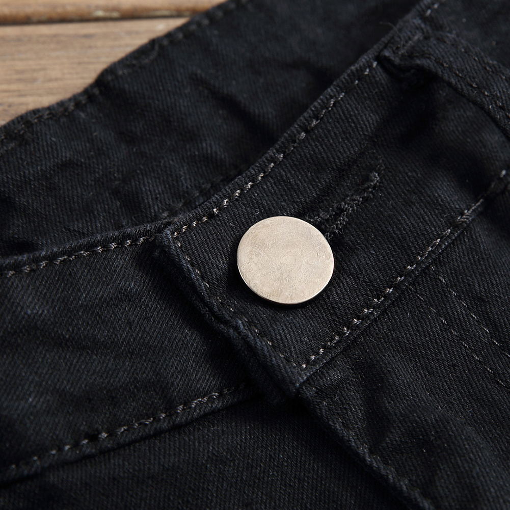 Moda 2019 męskie jeansy męskie s-lim dopasowanie dziurawe dżinsy jednokolorowy cienki proste spodnie spodnie czarne męskie spodnie spodnie