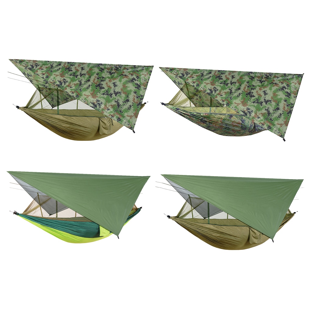 Outdoor Camping Hammock Swing Sleeping Tent Bed with Mosquito Bug Net and Waterproof Fly Tarp for Hiking Yard Backpacking