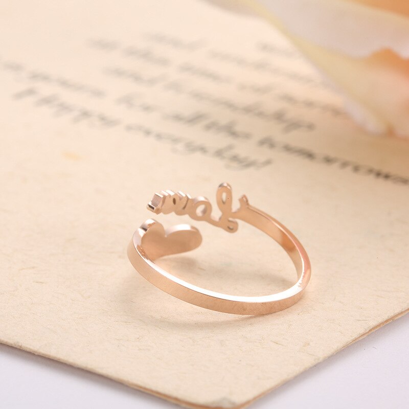 Bague de mariage Simple en acier et titane, anneau de , Simple, cœur d'amour, pour filles, femmes, , or Rose, Super fin,