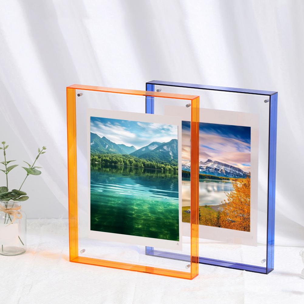 Floating Photo Frame Acrylic Picture Frame Neon Desk Wall Mounted Art Frame For Gallery Ins Style Home Office Room Decoration