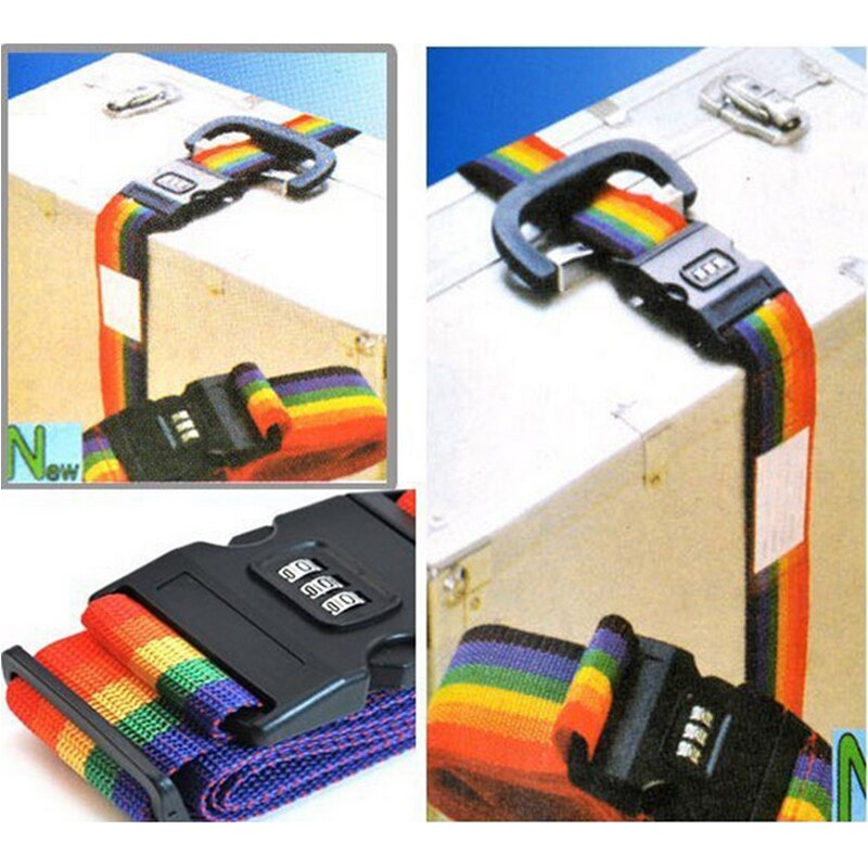 1 stks Kleurrijke Reizen Bagage Riem met 3 Cijfers Wachtwoorden Slot Passen staat Nylon Koffer secure Safe Verpakking Riem
