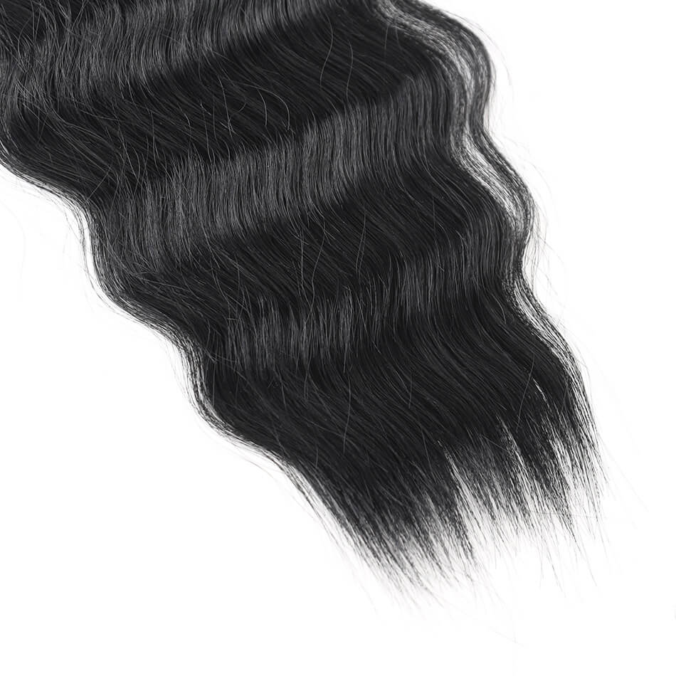 RYLAI Synthetic Body Wave Hair Bundles 16" -20‘‘ 1B＃ Hair Extensions 3Pcs Hair Bundles With 1Pcs Top Lace Closure