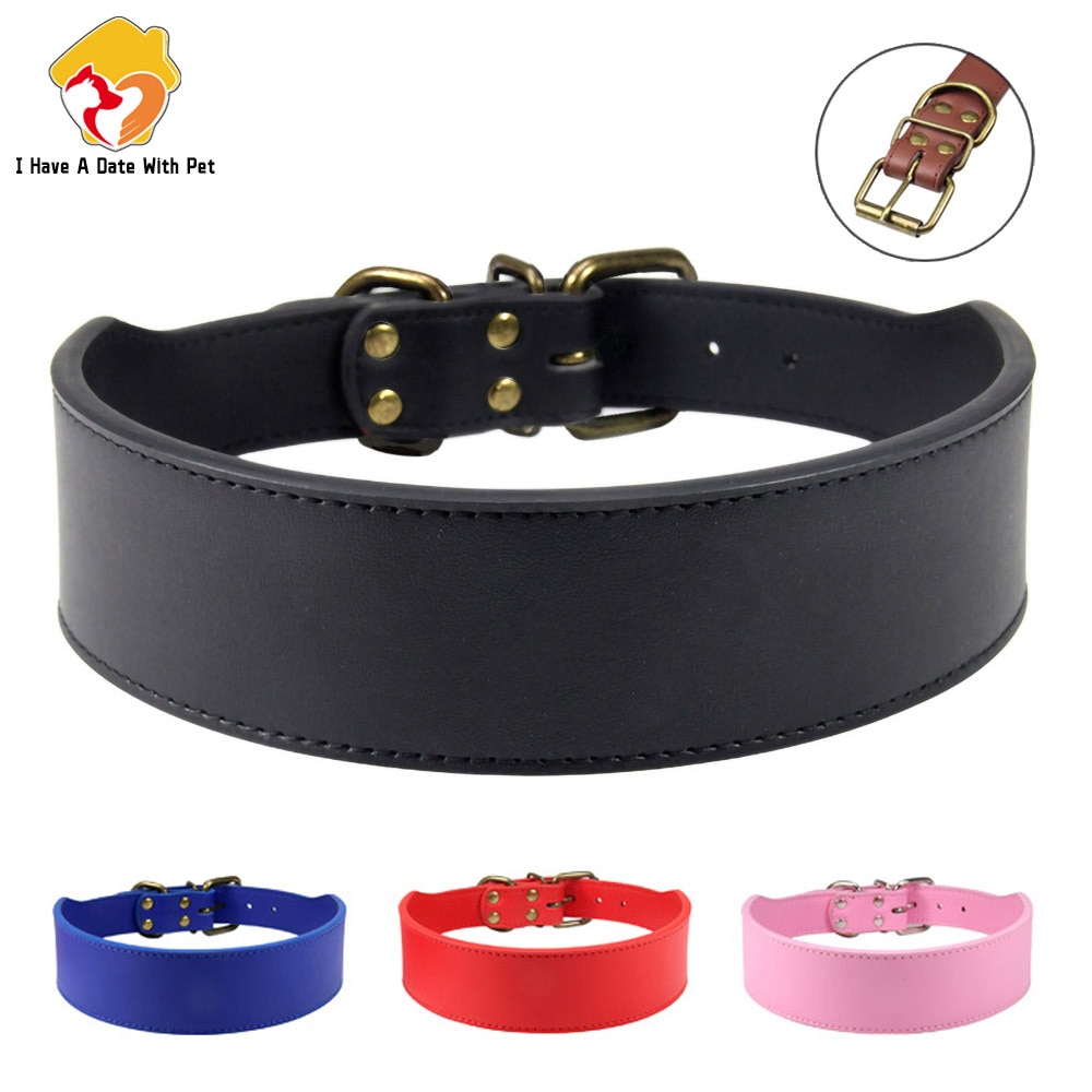 2 '' leveä kuitunahkainen koiranpanta kestävä kaulahihna kaulapannat keskikokoiselle koiralle kuparisolki pitbull bulldog beagle l -3xl