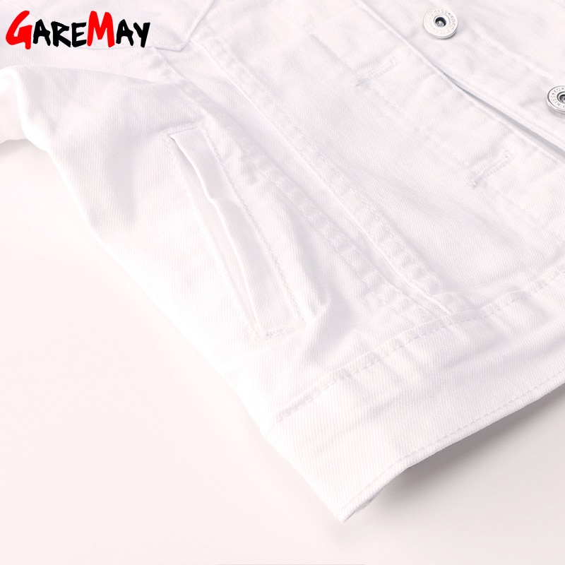 GAREMAY Basic Jeans Jacket Women White Spring Woman Denim Denim Womens Coats And Jackets Jean Slim Short Coat Jacket Feminina