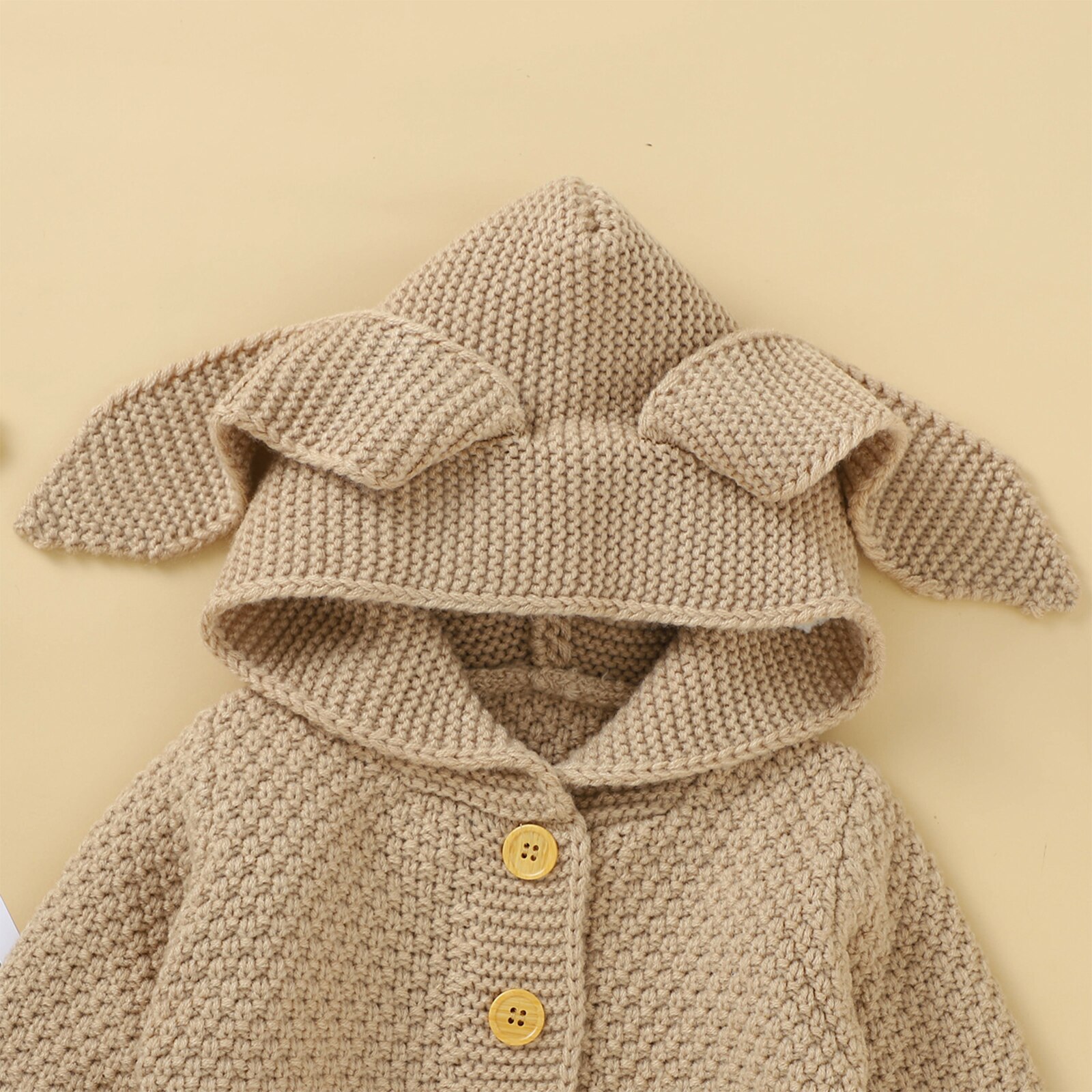 0-24M Baby Baby Winter Fall Gebreide Jassen Jongens Meisjes Lange Mouw Effen Kleur Vest Mode Konijn oor Warm Hooded Tops