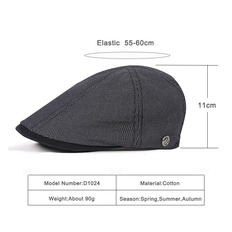 Wuaumx Branded Casual Spring Summer Men Berets Hats Women Newsboy Caps Cabbie Duckbill Ivy Flat Hat Herringbone Caps Adjustable
