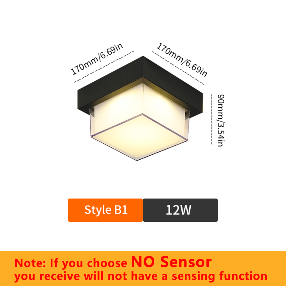 Lámpara de pared LED, Sensor de movimiento moderno, AC85-265V interior/exterior, 6W, 12W, luz de pared impermeable IP66 para decoración de camino de calle y jardín