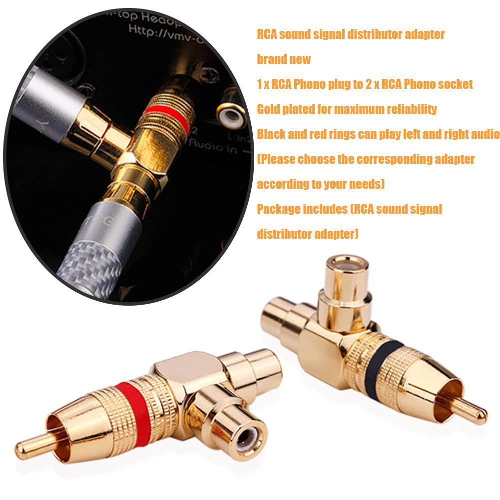 Rca Male Naar 2 Vrouwelijke Plug Rca Audio Signaal Distributeur Adapter Av Video Audio Adapter T-Type Conversie Hoofd connector