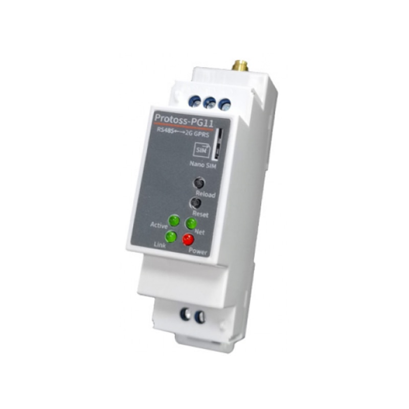 DIN-Rail Serial port RS485 to 2G GPRS GSM converter device server Protoss-PG11 AC110V~220V or DC Support Modbus TCP to RTU