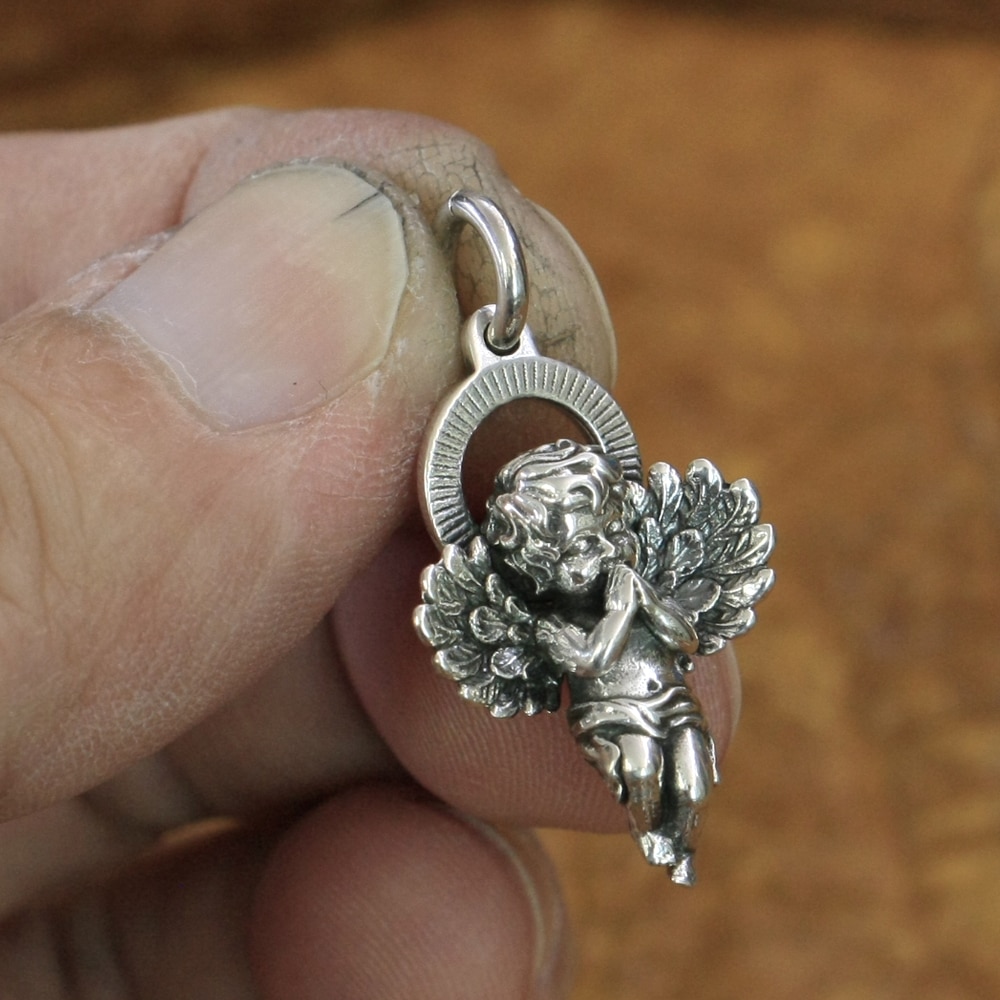 Cupido Ciondolo in Argento sterlina 925 Pendenti E Ciondoli ottavino Angelo di Dio di Amore Del Pendente TA187 JP