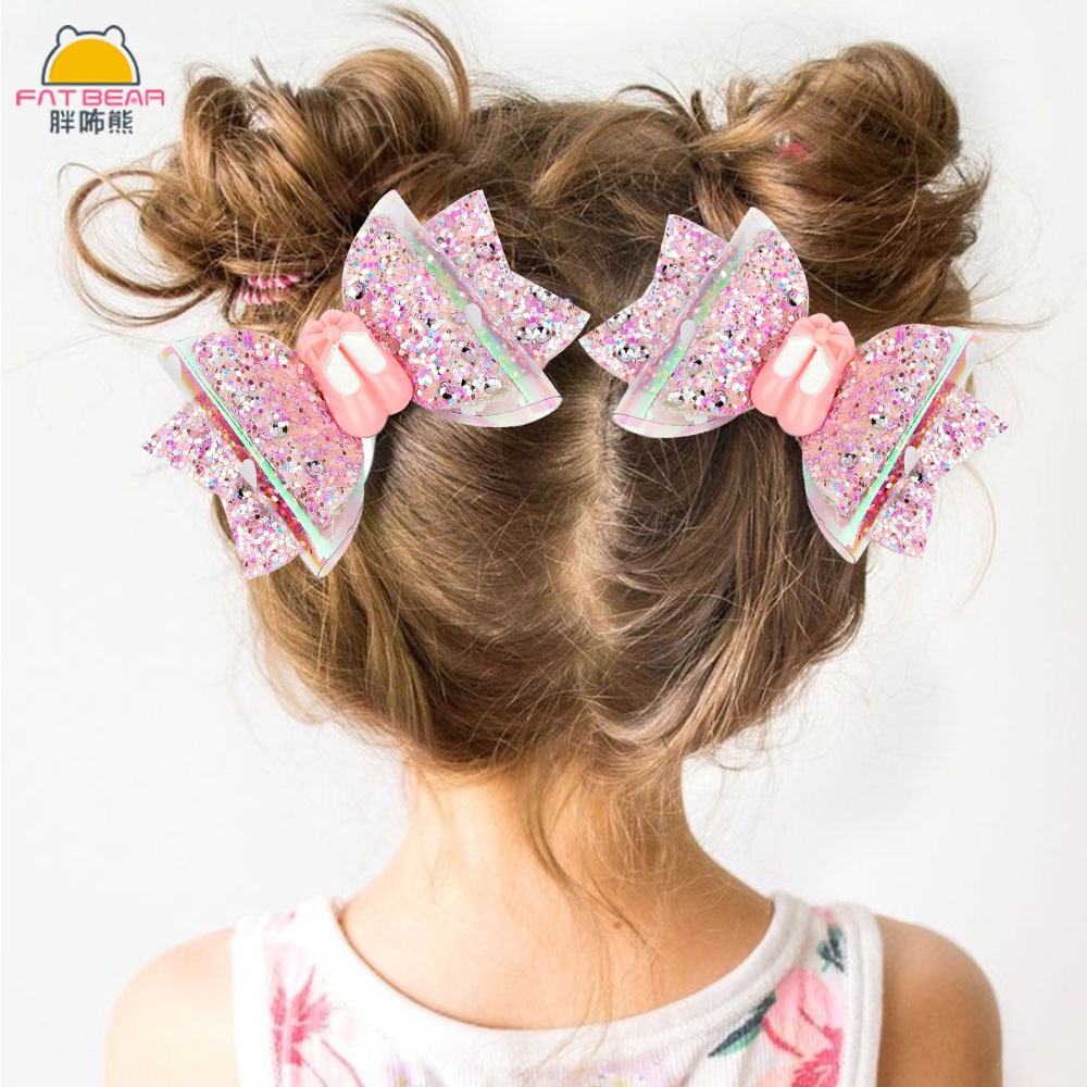 Baby Hairclips & Pinnen Boog-Knoop Roze Pailletten Haarspelden Kleurrijke Haarspeld Houder Kids Haarspeldjes Clip Voor Meisjes