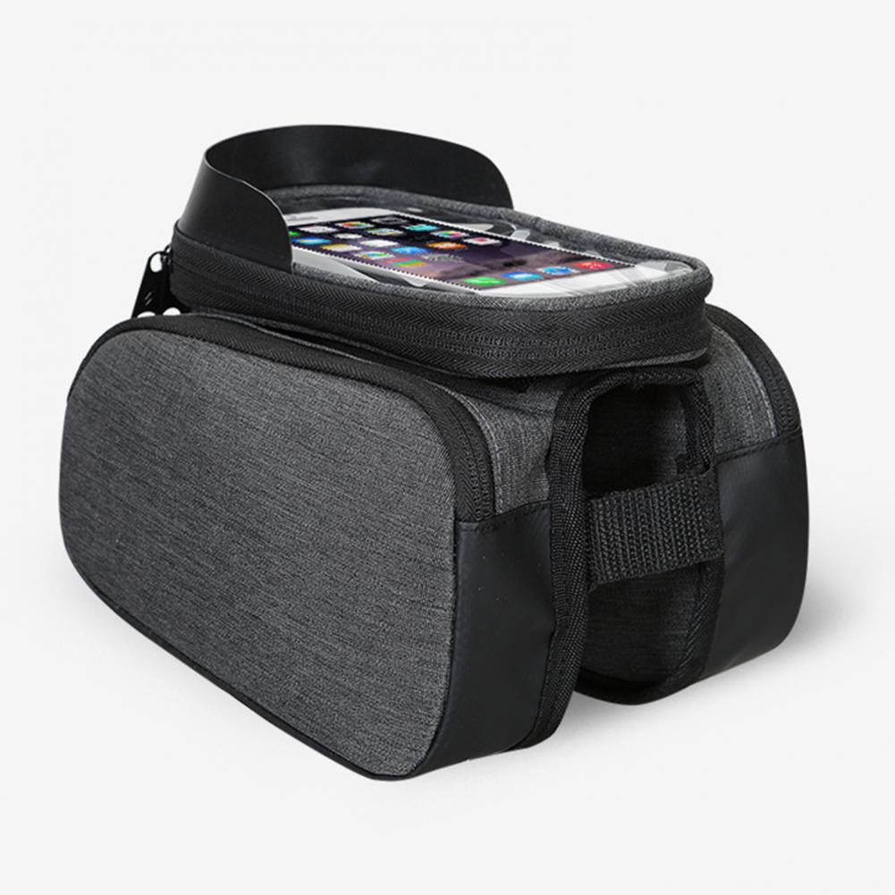 Tear-resistant Black Grey Shock Absorbing Top Tube Bag for Road Bicycle