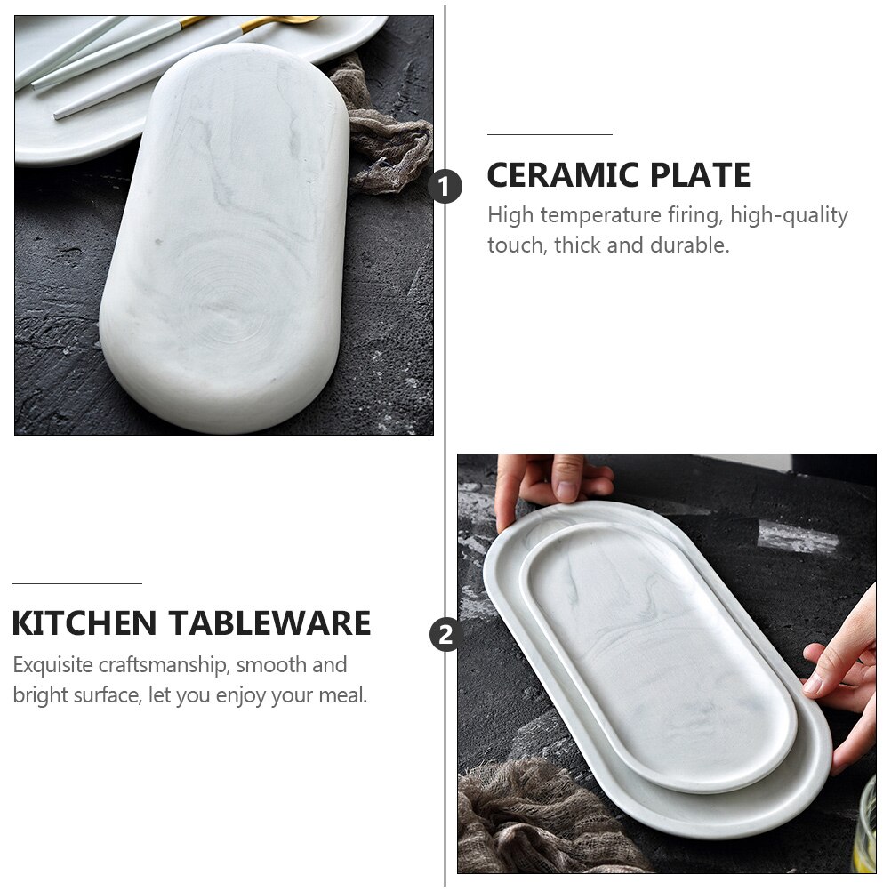 1pc Food Snack Tray Ceramic Food Tray Simple Food Serving Plate Storage Plate