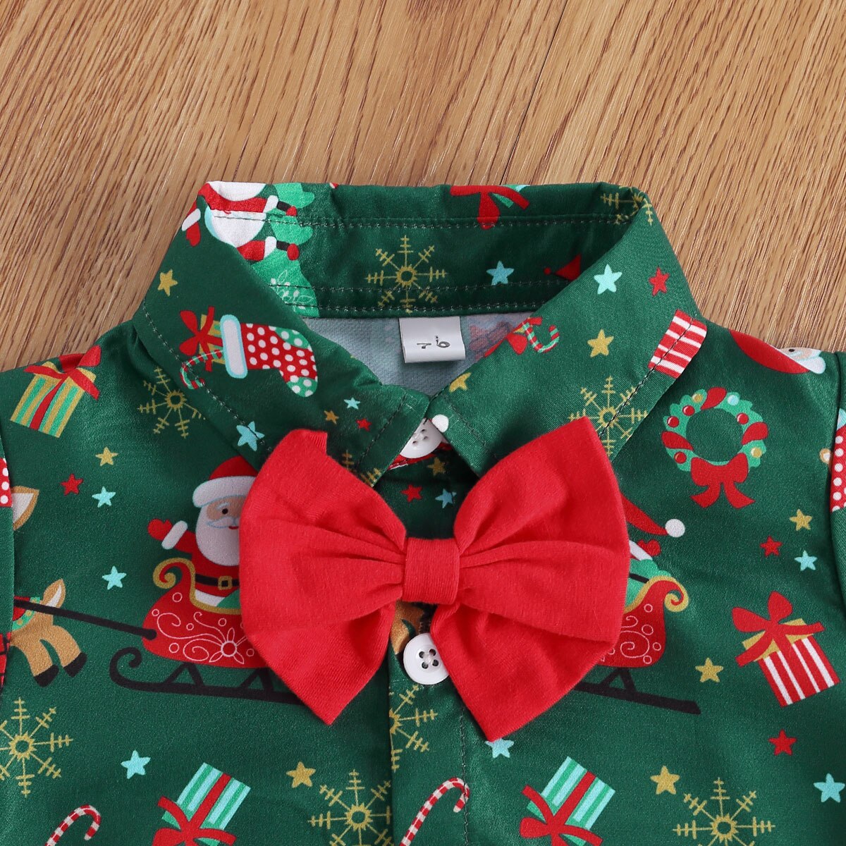 Citgeett Summer Christmas 0-24M Baby Girls Boys Bodysuits Santa Print Short Sleeve Bow Tie Gentleman Party Jumpsuits