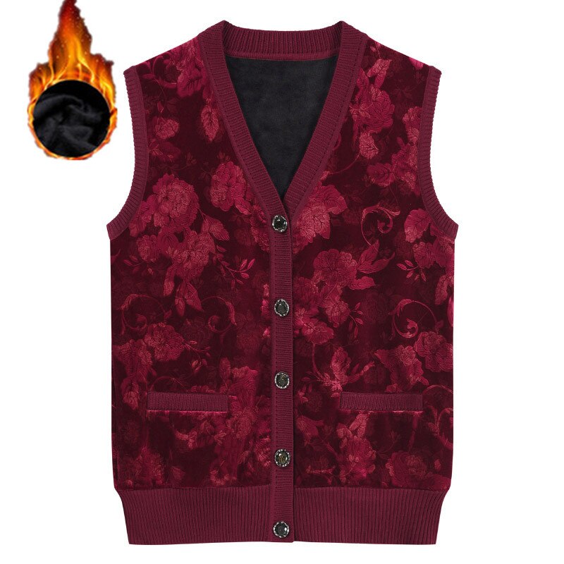 Gebreide trui vest middelbare leeftijd en oudere vrouwen #39 ;s vest herfst winter enkelrijs mouwloos truien jas  k819