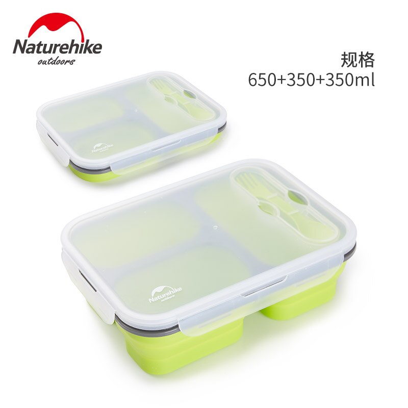 Naturehike Silicone Folding Bento Box Collapsible Portable Lunch Box for Food Dinnerware Food Container Food Bowl: L Three grids